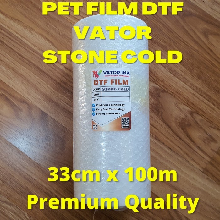 

Ready PET FILM DTF VATOR STONE COLD Roll 33cm x 100m Sablon DTF Tinta DTF