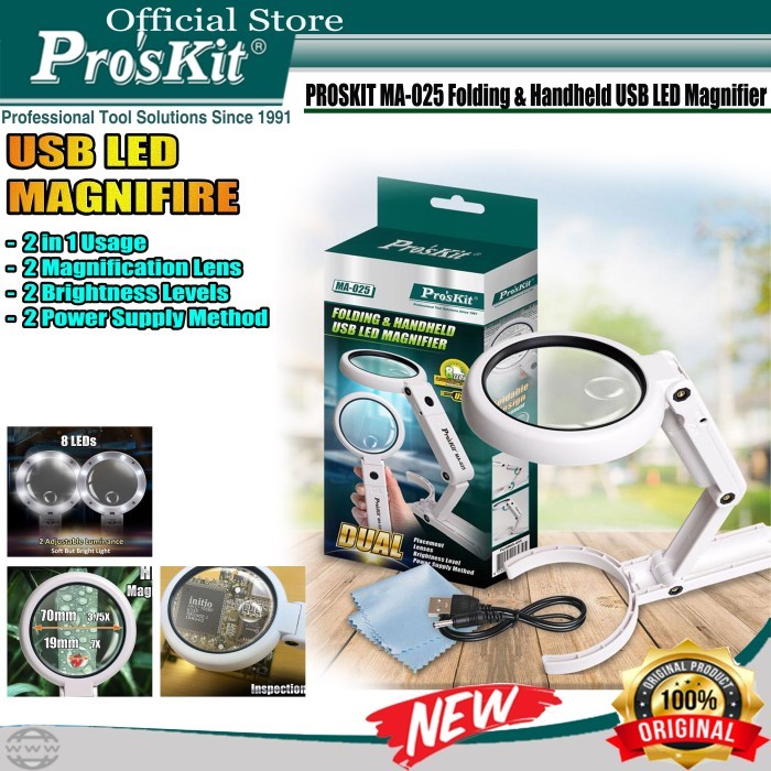 

Ready Magnifier Kaca Pembesar USB LED 7X Dan 3,5X 70mm PROSKIT MA-025 ORI