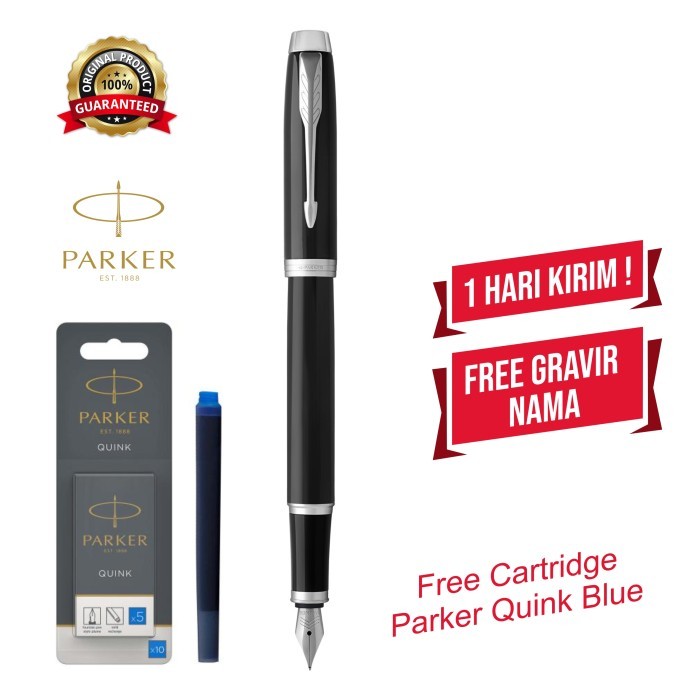 

Ready Pulpen Parker IM BLACK Chrome Trim Fountain Pen Clip Silver ORIGINAL