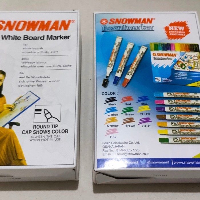 

Ready Spidol snowman whiteboard hitam isi 12pcs