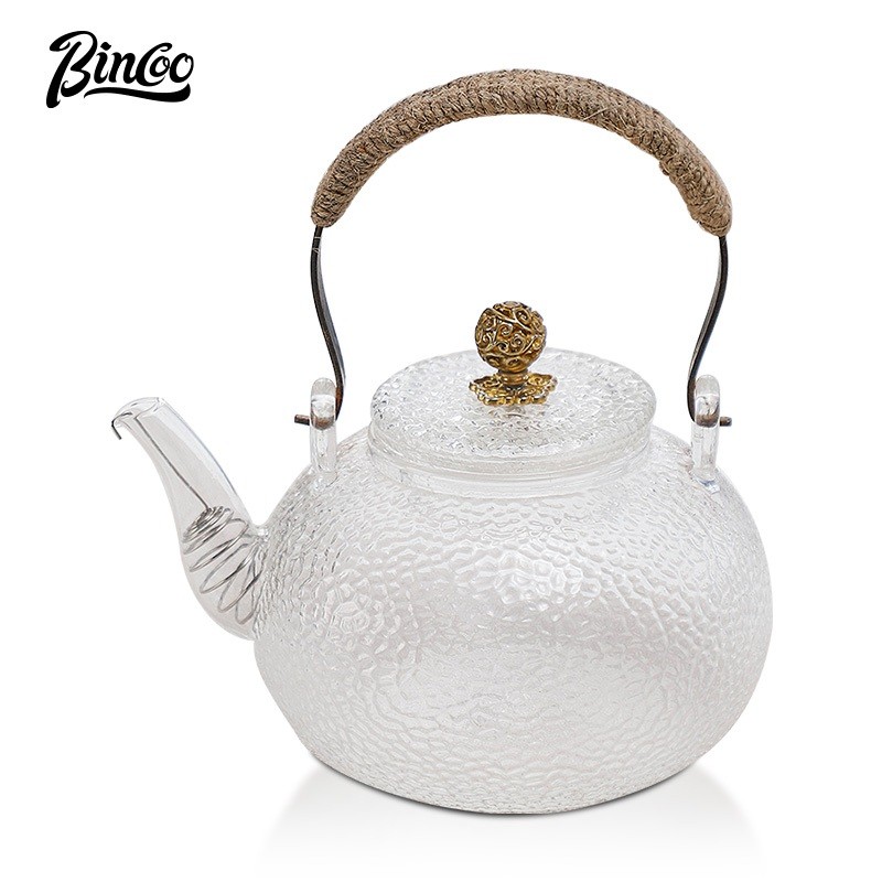 BINCOO Teko Bunga Kaca Teko Mendidih Teko Lilin Dipanaskan Set Teh Rumah Tangga Set Teh Perapian Bar