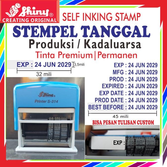 

Stempel Tanggal Shiny S-314 Exp Prod Exp Date Prod Date Custom Tulisan Tersedia