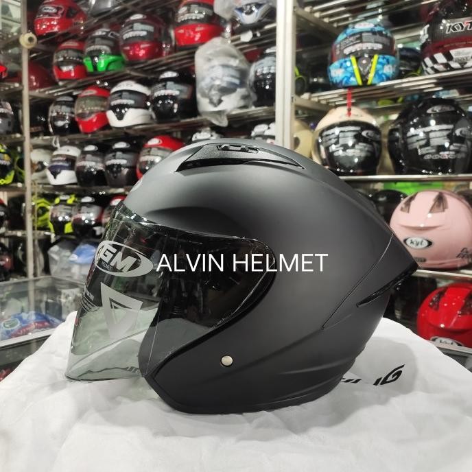 HELM HALF FACE GM G1 SOLID BLACK MATT / GM G1 POLOS HITAM DOFF / GM G1 HITAM DOP ORIGINAL 2807T