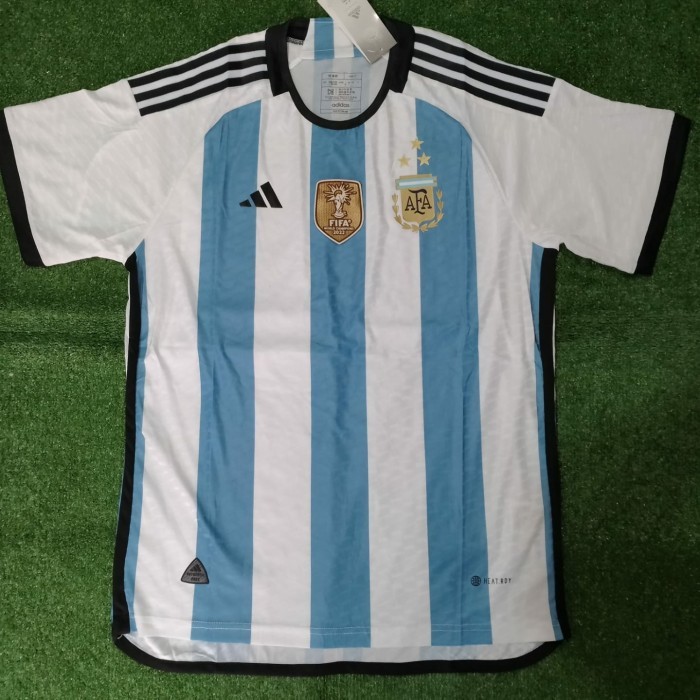 Jersey Argentina Player Issue 3 Bintang Full Path Jersey Juara Dunia