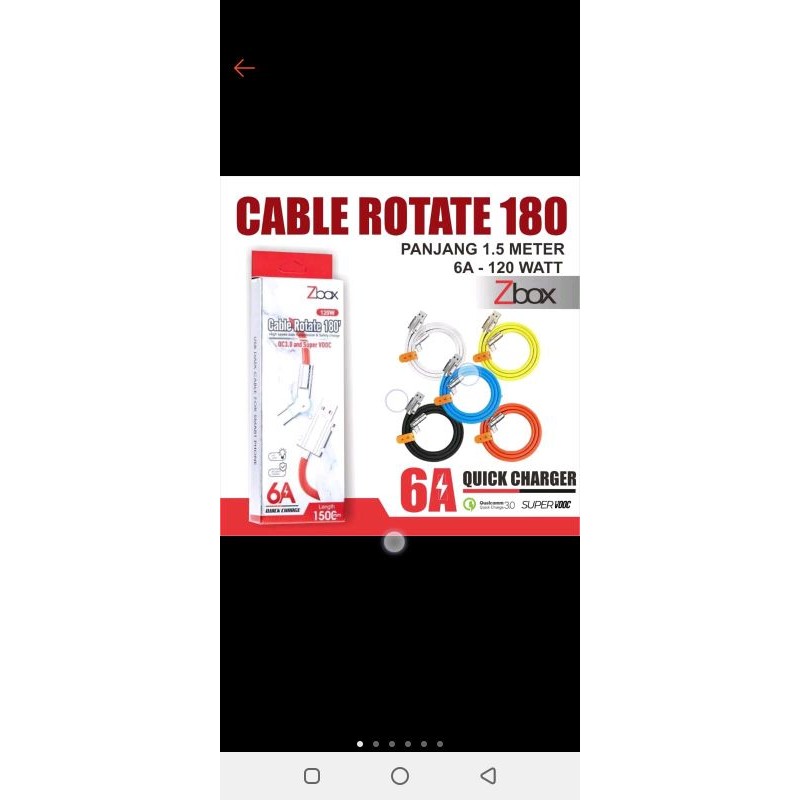 KABEL DATA IPHONE LIGHTNING ZBOX ROTATE 180°