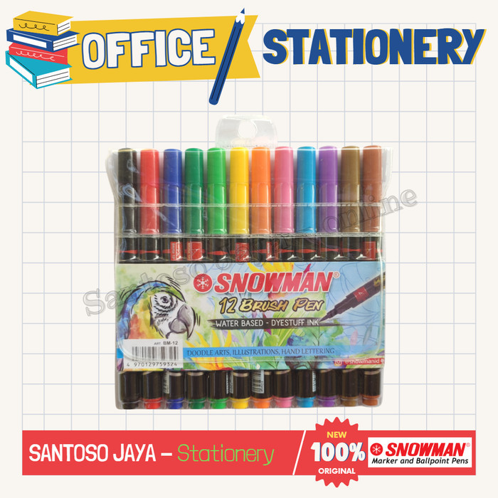 Ba Calligraphy Brush Pen Snowman 12 - Spidol Warna Kaligrafi Isi 12