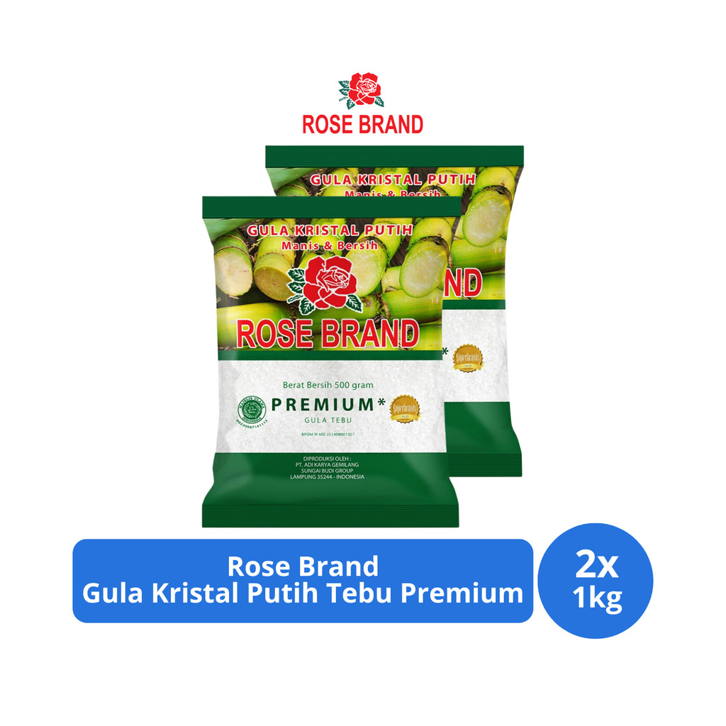 

Rose Brand Gula Kristal Putih Tebu Premium 1kg x 2 pcs