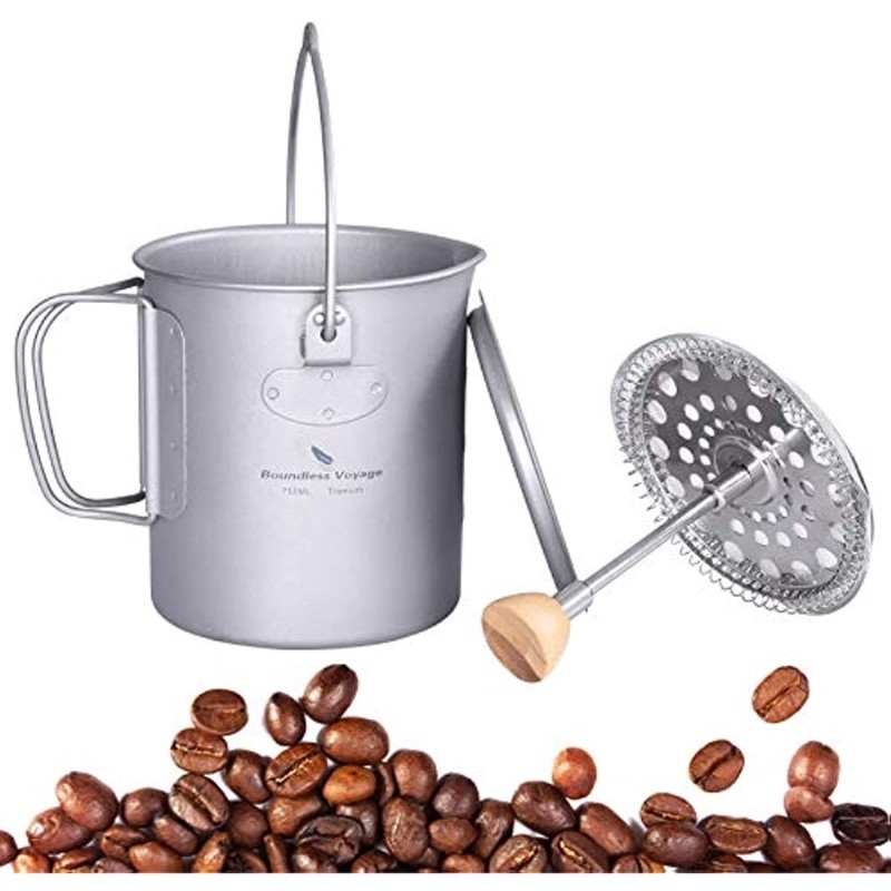 Cangkir Kopi Titanium Voyage Tanpa Batas dengan Tutup 750ml / 900ml Panci French Press 25/30 fl oz M
