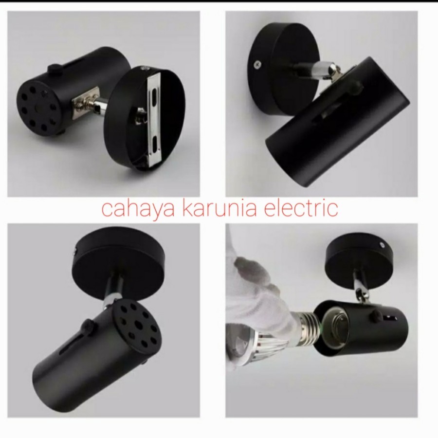 kap lampu sorot plafon fitting E27 R63 spotlight LED tempel plafon 3cm