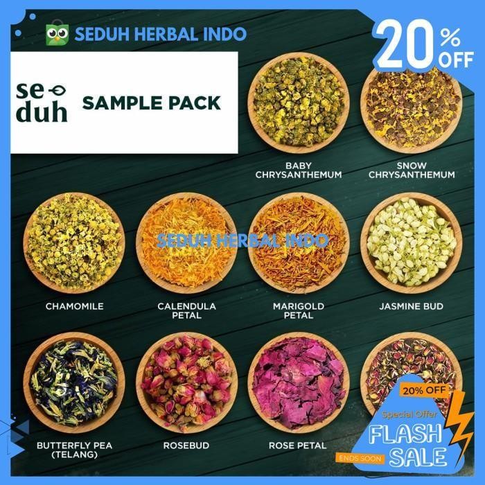 

SAMPLE PACK FLOWER TEA SERIES A - CHAMOMILE TELANG ROSE CHRSYANTHEMUM