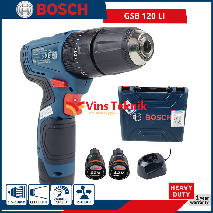 Mesin Bor Baterai 12V Cordless Impact Drill Gsb120Li Bosch Gsb 120 Li
