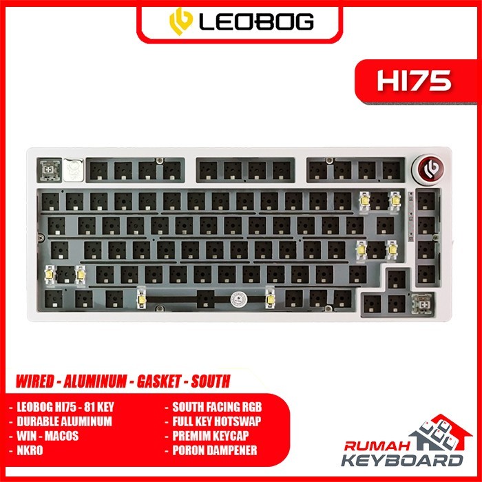 Terlaris Mechanical Keyboard - LEOBOG HI75 - 75% - Aluminum - South RGB - Hotswap SALE