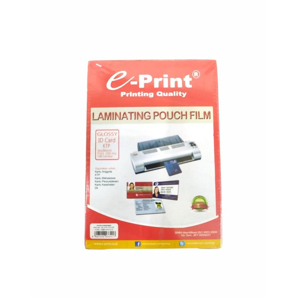 

TERMURAH E-Print Plastik Laminating Pouch ID Card Ukuran KTP 250 micron (100 Lembar) df-8