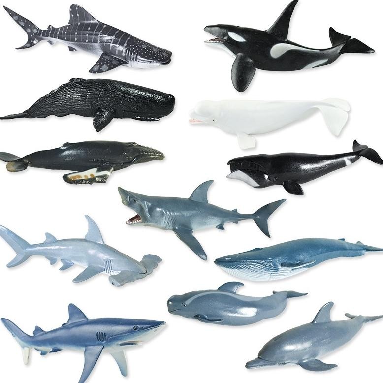 ORIGINAL Mainan Binatang Laut Karet Figure Hewan Laut Sea Animal Model Toys Koleksi Bahan PVC Shark 