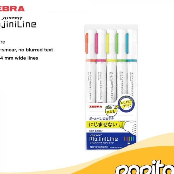 

Zebra Mojini Line Highlighter Set Of 5 Colors