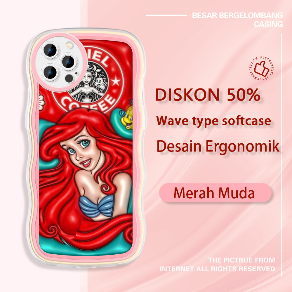 jinsouwe Apple iPhone 15 Plus Mini Pro Max  Casing Ponsel  Ariel The Little Mermaid Disney  warna-wa