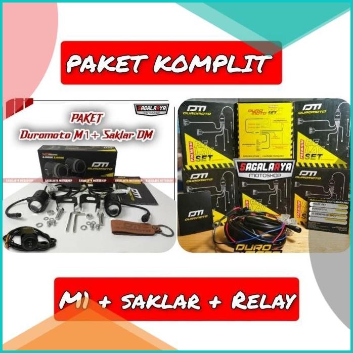 PAKET KOMPLIT LAMPU DUROMOTO M1 SAKLAR DAN RELAY SET ORIGINAL DM M 1