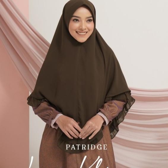 Nibras Hijab Luma Khimar Antem Warna Coklat Tua Patridge Jilbab Syar'I