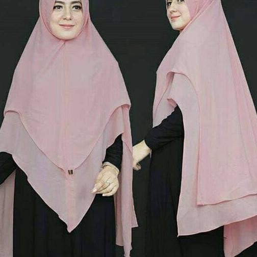 Jilbab Ceruti Khimar 2 Layer Pinguin Hijab Syari Pet Antem