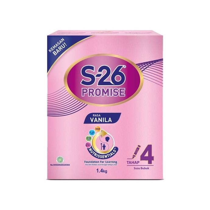 

S-26 Promise Tahap 4 Vanila Susu Bubuk untuk Anak Usia 3-12 Tahun Susu Bayi S26 1400 gr H24M