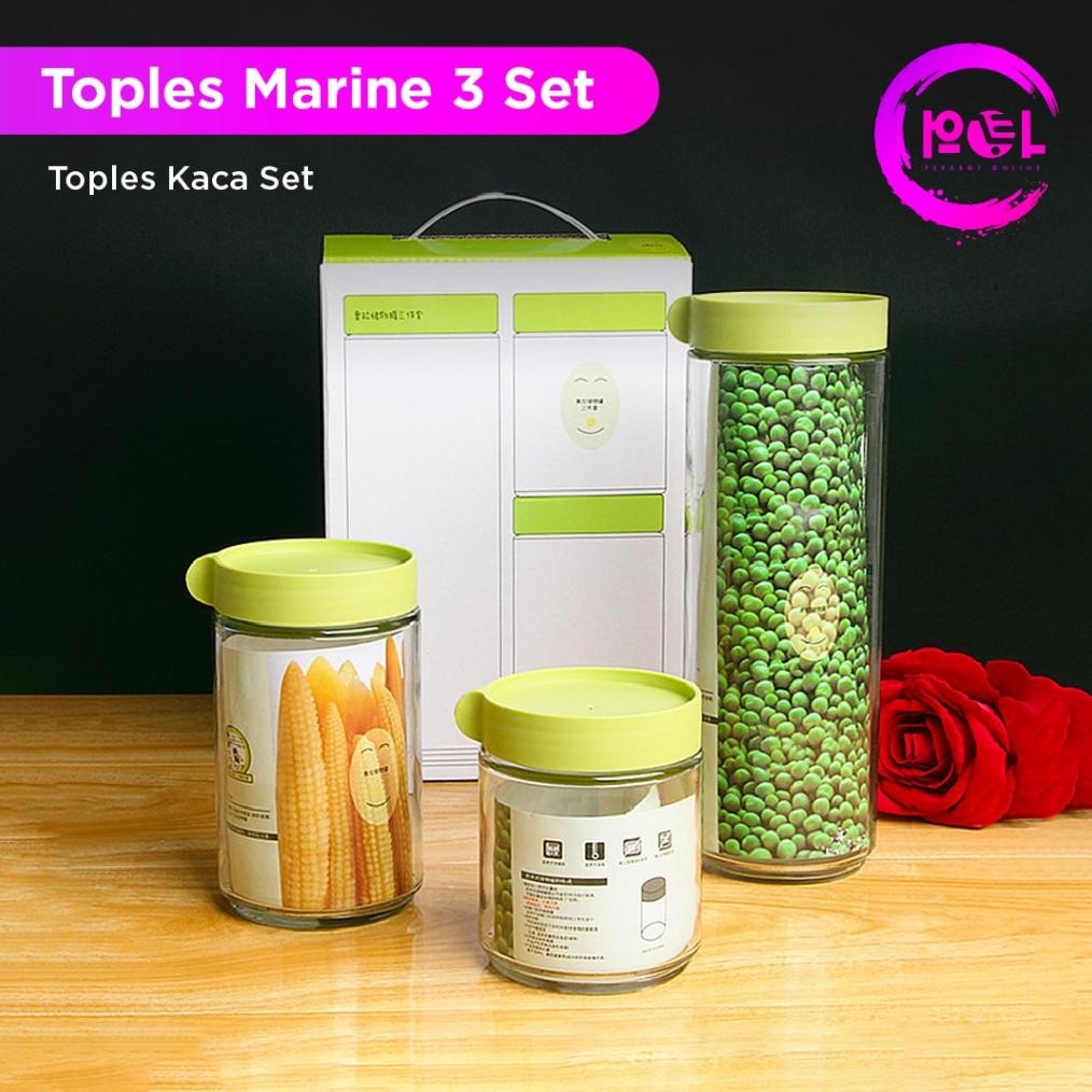 Toples Marine 3 in 1 | Toples Kue | Toples Kaca | Marine Bowl Set | Toples Bening Kedap Udara
