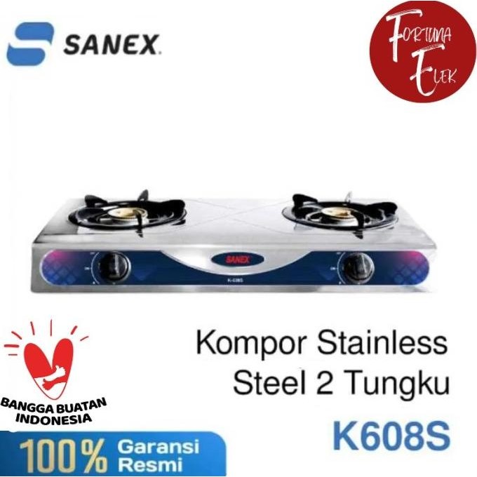 PROMO Sanex Kompor Gas Stainles 2 Tungku K - 608 S