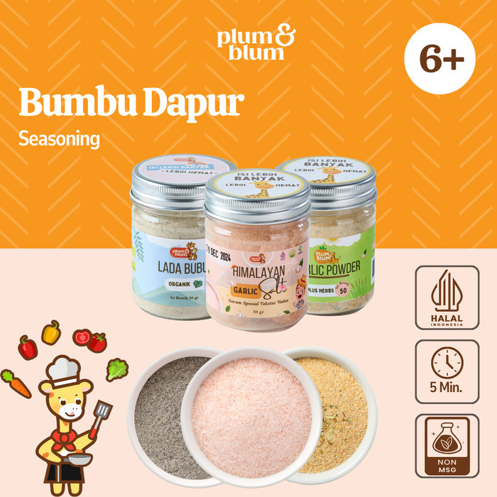 

Plum & Blum Lada Putih Salt Garlic Powder Bumbu Dapur Mpasi - 50Gr - Adelineez