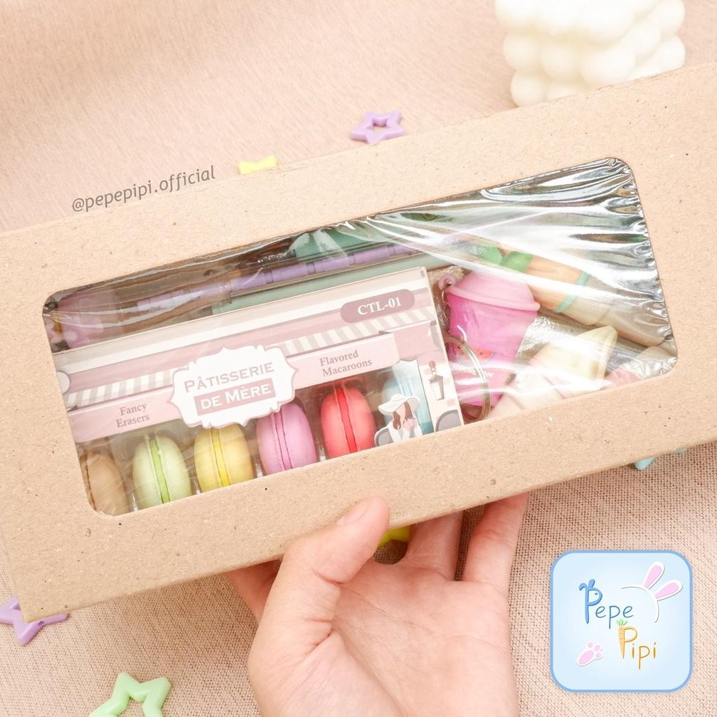 

sd-5 Parcel Alat tulis Cantik Bingkisan Kado Gift Anak Hampers Pena Pulpen Penghapus Rautan Cutter Paperclip Gantunagn Kunci Rautan Hadiah Original