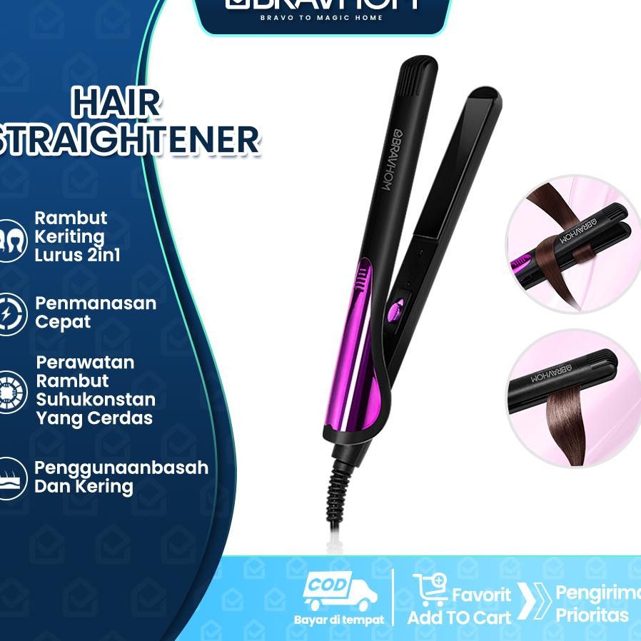 (Cod)Bravhom Catokan Rambut2In1 Keriting & Lurus Tahan Lama