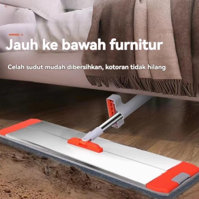 Furnibest Alat Pel Lantai Microfiber Alat Pel Standing Microfiber Mop Alat Pel Lantai Tarik Dapat Be