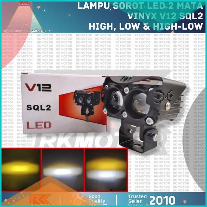 Lampu Tembak Sorot LED Laser Gun 2 Mata D2 Motor Mobil Vinyx V12 SQL2