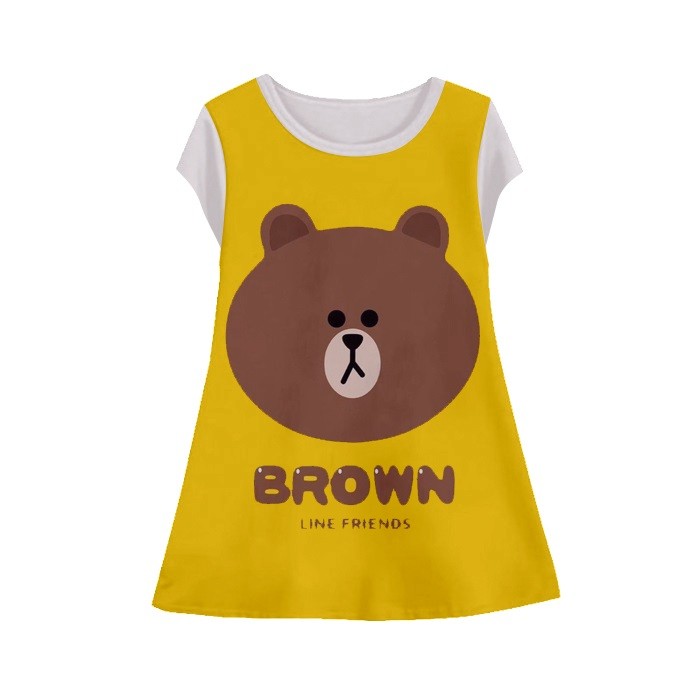 Baju Dress Anak Perempuan Line Karakter v8 Tunik Anak Wanita Untuk Umur 1-12 Tahun - kaosanakmurahme