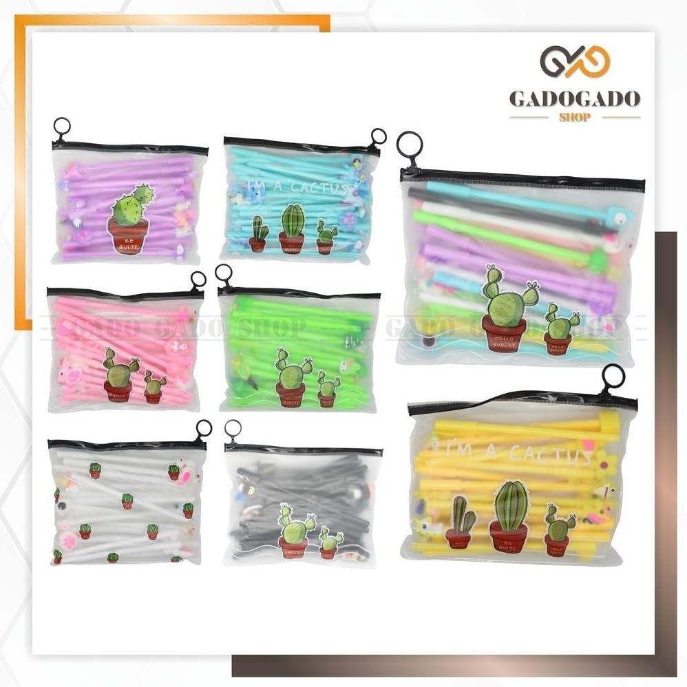 

er-23 GGS HL0078 Pena Karakter Set Pouch Isi 20 Pcs Tempat Pensil Transparan Zipper Bag Y1072 Viral