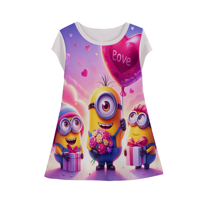Baju Dress Anak Perempuan Minion v12 Tunik Anak Wanita Untuk Umur 1-12 Tahun - kaosanakmurahmeriah