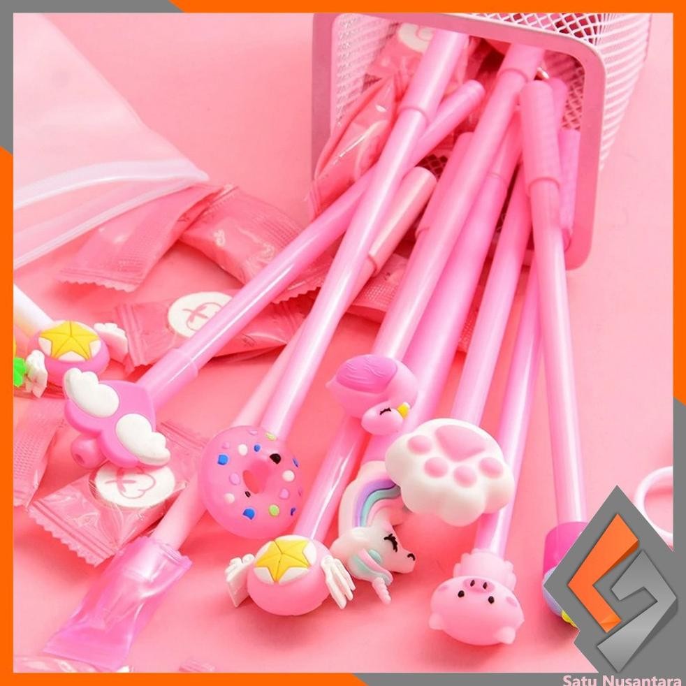 

We69 SN-A15 Pulpen Gel Karakter Lucu Set Isi 20PCS Pena FREE Zipper Pouch Tempat Pensil Transparan Murah Viral