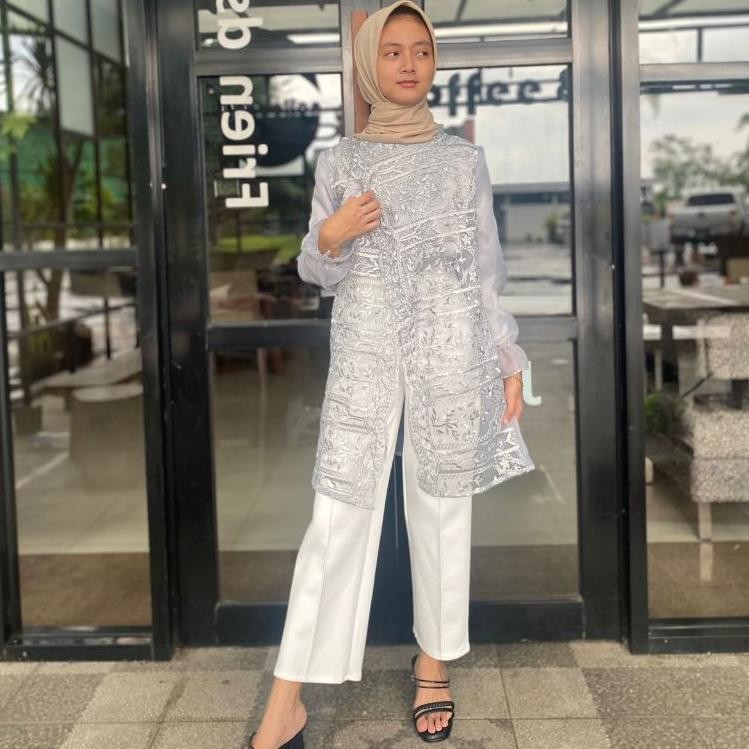 Terlaris [ Nadira Ld120 ] Tunik Outer Organza Bordir Etnic Model Vest Et-98