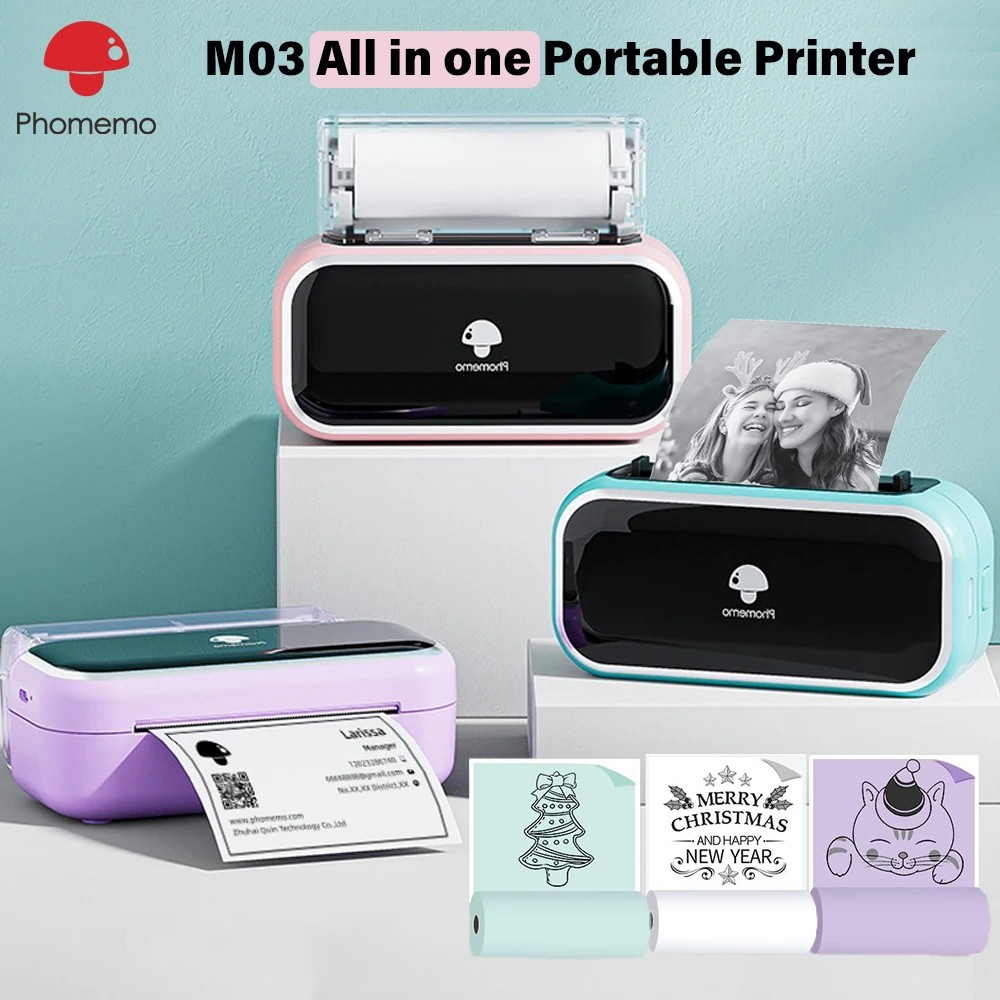 

Phomemo M03 Printer Label Termal Mesin Pembuat Stiker Tanpa Tinta Bluetooth Portabel Printer Foto Saku Mini Mendukung Kertas Lebar 80Mm Cocok untuk Gambar, Alamat, Catatan Belajar, Stiker DIY |690754B6|