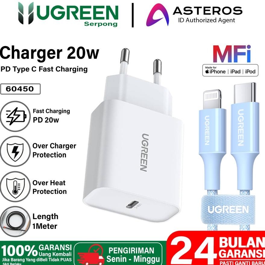 Promo Ugreen Charger Iphone Mfi Fast Charging Type C To Lightning Untuk Iphone X 11 12 13 14 Pro Max