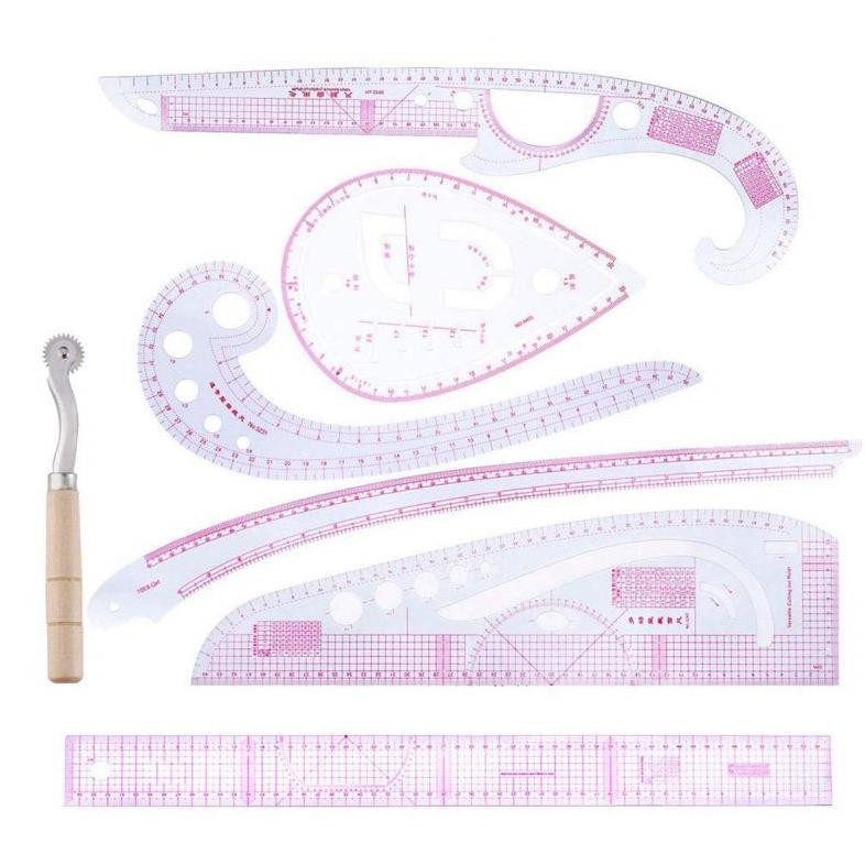

Premium 7pcs Penggaris Jahit Set Penggaris Pola Baju Gambar Menjahit Pakaian Baju Quilting Patchwork Ruler Multi Function Sewing Rulers High Quality
