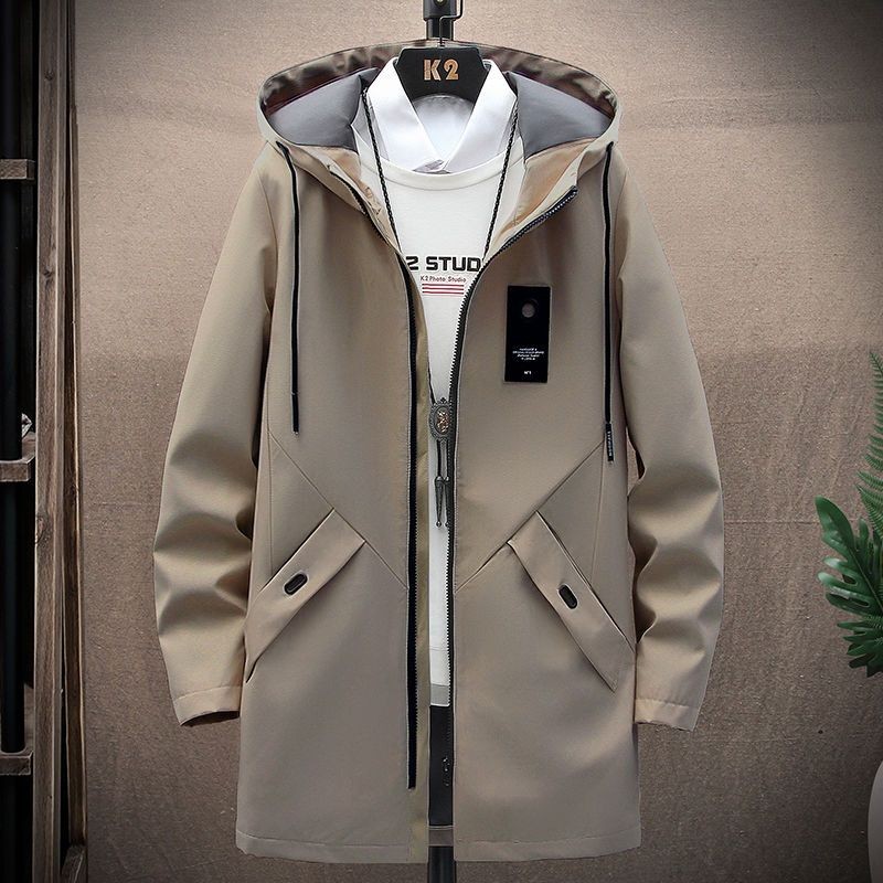 Trench mantel pria jaket midi Mantel Korea longgar Jaket kasual Jaket modis