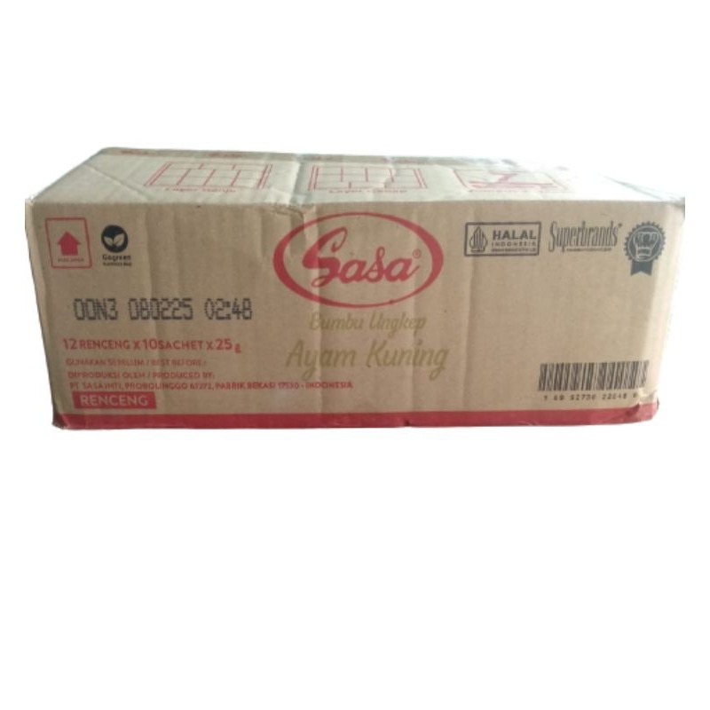 

Sasa Bumbu Ungkep Ayam Kuning Isi 12Renceng x 10Pcs x 25Gr