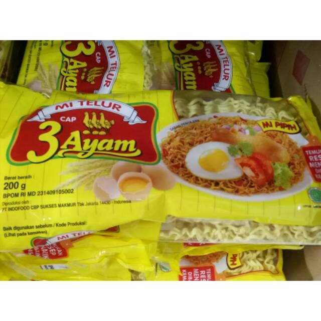 

Mie Telor 3 ayam 200gr