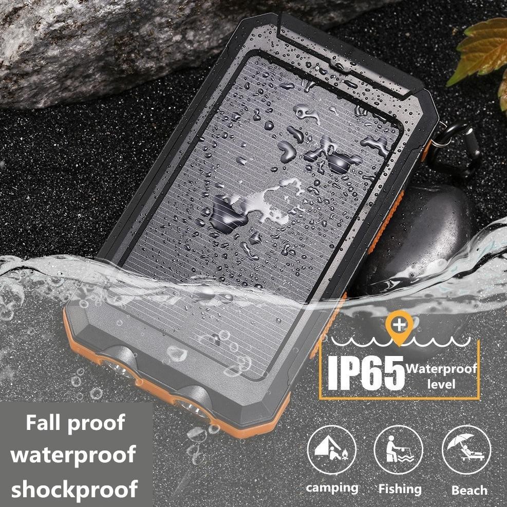ORIGINAL COD50000 mAh Powerbank Solar Cell Tenaga Matahari Dual USB Flashlight Daya Ponsel Powerbank