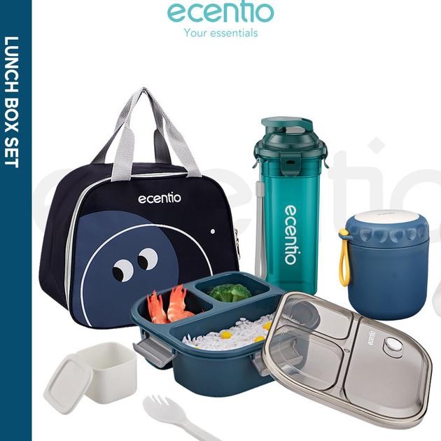 ECENTIO BUY 1 GET 4 KOTAK MAKAN SET BOTOL MINUM TUMBLER SET TAS BEKAL KOTAK MAKAN TEMPAT MAKAN KOTAK