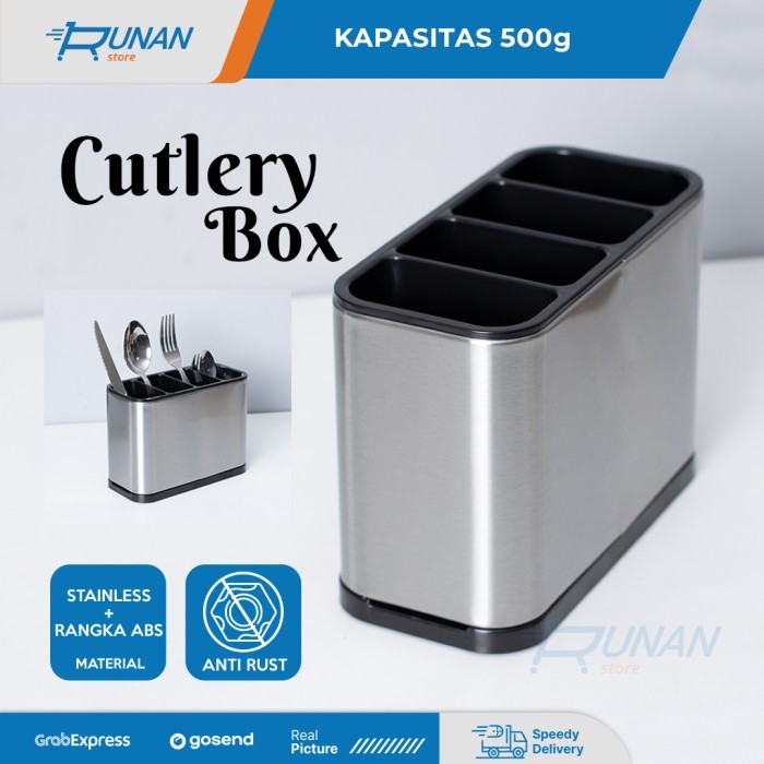 

Terbaru Tempat Sendok Garpu Sumpit Rak Alat Makan Stainless Cutlery Holder Box Limited