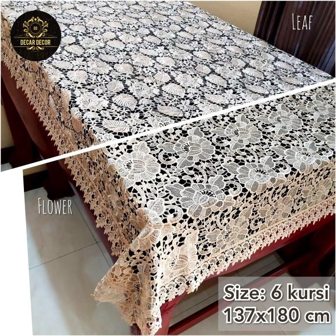 TERMURAH - taplak meja makan bordir mewah cantik - taplak shabby 6 kursi