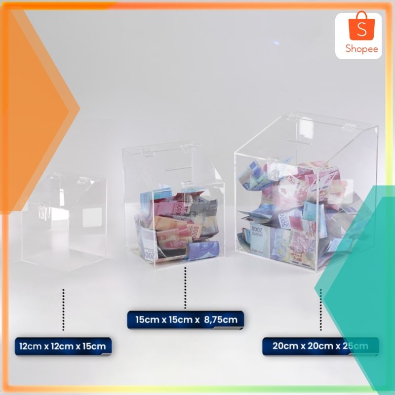 

Grosir Kotak Amal Akrilik / Kotak Saran Acrylic Model Miring 20x20x25 cm - Bening Elegan