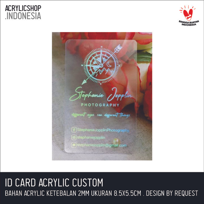 

Grosir Custom ID Card Acrylic / Name Tag Akrilik / Kartu Nama Akrilik - 1 SISI Elegan