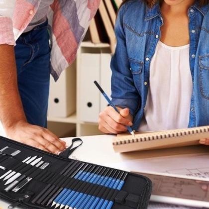 

er-56 33PCS/Set Sketch Pensil Pisau Penghapus dan Pensil Gambar untuk Keperluan Sekolah Pencil Drawing Set Berkualitas