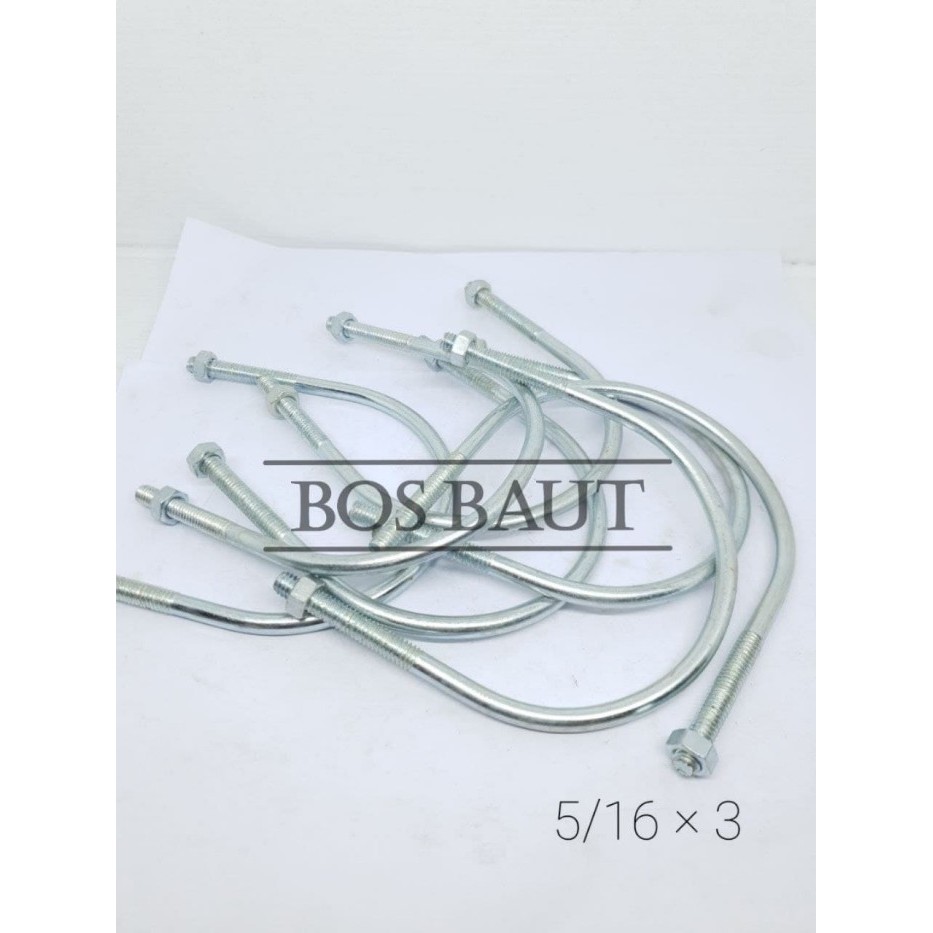 Baut U - U Bolt Galvanis 5/16" x 3"